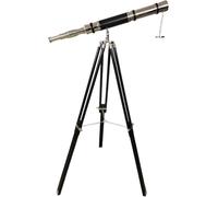 Nauical Single Barrel Enveloppe en cuir noir avec citation « I Know The Plans » sur télescope vintage en laiton avec finition chromée, trépied réglable en bois, décoration d'intérieur et cadeaux