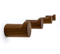 NAUMOO Lot de 4 patères murales en bois naturel de noyer noir, modernes et faites à la main, design décoratif minimaliste pour chapeaux et manteaux