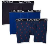 Nautica 3-Pack Classic Cotton Stretch Boxer Briefs Boxeur ajusté, Bleu Cobalt/Caban/Homard, L (Lot de 3) Homme