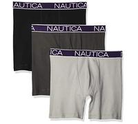 Nautica Lot de 3 Boxers Classiques en Coton Extensible Boxeur ajusté, Noir/Anthracite/Alliage, M Homme
