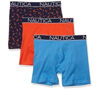 Nautica 3-Pack Classic Cotton Stretch Boxer Briefs Boxeur ajusté, Orange Coquelicot/Bleu aéro/Caban Ancre, M (Lot de 3) Homme