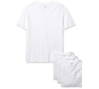 Nautica 4 Pack Cotton V-Neck T-Shirts Undershirts Tricot, Blanc, L (Lot de 4) Homme