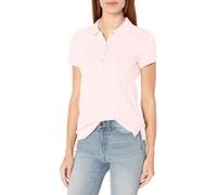 Nautica 5-Button Short Sleeve Breathable 100% Cotton Polo Shirt, Rose Effet craquelé, L Femme