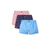 Nautica Classic Cotton 3-Pack Woven Boxer Caleçon Boxeur, Bleu aéro/Vichy-Rose Corail/Homard imprimé, M (Lot de 3) Homme