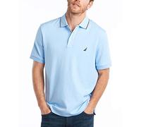 Nautica Classic Fit Short Sleeve Dual Tipped Collar Polo Shirt, Bleu midi, XL Homme