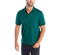 Nautica Polo en Coton Doux uni à Manches Courtes Coupe Classique, Vert marée Solide, L Homme