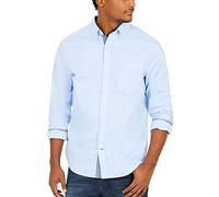 Nautica Chemise boutonnée à Manches Longues et Extensible, Coupe Classique Bas, Bleu français Clair, L Homme