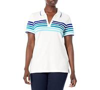 Nautica Classic Fit Striped V-Neck Collar Stretch Cotton Polo Shirt, Cobalt Lumineux, XS Femme