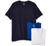 Nautica Lot de 3 t-Shirts à col Rond en Coton Polo, Peacoat/Cobalt/Blanc, Homme