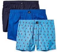 Nautica Lot de 3 Boxers en Coton tissé Caleçon Boxeur, Bleu Cobalt/Caban/Bleu Homard, Homme