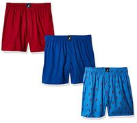 Nautica Cotton Woven 3 Pack Boxer Caleon Boxeur, Sea Cobalt Red/Lobster Aero Blue, M Homme