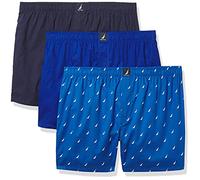Nautica Cotton Woven 3 Pack Boxer Caleçon Boxeur, Caban/Lapin/Voile Sea Cobalt, XL Hommes