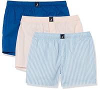 Nautica Cotton Woven 3 Pack Boxer Caleon Boxeur, Rose Oasis, Bleu océan, Lapis à Rayures argentées, L Homme