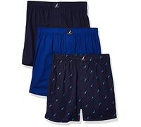 Nautica Cotton Woven 3 Pack Boxer Caleon Boxeur, Peacoat/Surf The Web/Sails, XL Homme