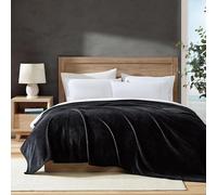 Nautica Couverture pour Grand lit, literie réversible en Molleton Ultra Douce, en Peluche, décoration d'intérieur légère pour Toutes Les Saisons (Noir uni, Grand lit)