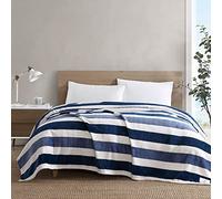 Nautica - Couverture pour très Grand lit, Peluche Ultra Douce et Confortable, décoration d'intérieur, literie Toutes Saisons (Rayures Bleu Marine, très Grand)