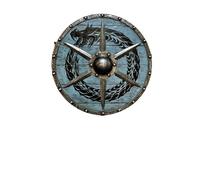 NAUTICA DECOR Bouclier viking médiéval Ouroboros Battleworn 61 cm acier et bois, bleu ciel, Medium