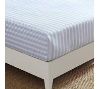 Nautica - Drap-Housse Queen Size, literie en Percale de Coton, croustillant et Cool, décoration d'intérieur décontractée (Beaux Stripe Blue, Queen)