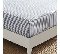 Nautica - Drap-Housse Queen Size, literie en Percale de Coton, décoration d'intérieur décontractée (Coleridge Stripe Charcoal, Queen)