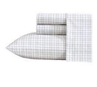 Nautica - Draps pour lit Jumeaux, Parure de lit en Percale de Coton de qualité supérieure, décoration d'intérieur à Carreaux, certifiée Oeko-Tex (Carreaux Bleu Malor, lit Simple)
