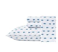 Nautica - Draps pour lit Jumeaux, Parure de lit en Percale de Coton, décoration d'intérieur côtière, Essentiels de Chambre de dortoir (Bleu cloyster, lit Simple)
