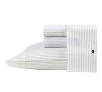 Nautica - Draps pour très Grand lit, Ensemble de literie en Percale de Coton, décoration d'intérieur décontractée (Ligne bouée, Gris, très Grand lit)
