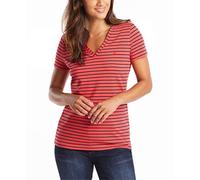 Nautica Easy Comfort V-Neck Striped Supersoft Stretch Cotton T-Shirt, Corail Rose, XL Femme