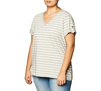 Nautica Easy Comfort V-Neck Striped Supersoft Stretch Cotton T-Shirt, Nuances de Gris, Medium Femmes