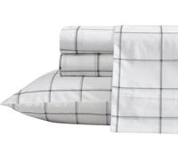 Nautica - Ensemble de draps pour Grand lit, Ensemble de literie en Percale de Coton, Gracieuse et fraîche, légère et Respirante (Carreaux Noirs, lit Queen Size)