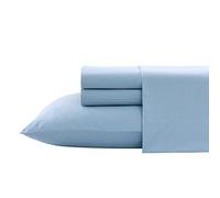 Nautica - Ensemble de draps pour lit Double, Ensemble de literie en Percale de Coton, Gracieuse et fraîche, légère et Respirante (Bleu Clair uni, lit Double)