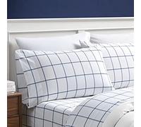 Nautica - Ensemble de draps pour lit Double, Ensemble de literie en Percale de Coton, Gracieuse et fraîche, décoration d'intérieur élégante, Essentiels de Chambre de dortoir (Bleu, lit Double)