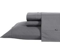 Nautica - Ensemble de draps pour lit Queen Size, Ensemble de literie en Percale de Coton, Gracieuse et fraîche, légère et Respirante (Gris Baleine, Grand lit)