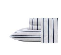 Nautica - Ensemble de draps pour très Grand lit, Ensemble de literie en Percale de Coton, Gracieuse et fraîche, légère et Respirante (Brenton Stripe Bleu Marine, très Grand lit)