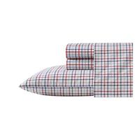 Nautica - King Sheet Set, Cotton Percale Bedding Set, Crisp & Cool, Lightweight & Breathable (Boating Tattersall Red, King)