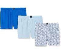Nautica Lot de 3 Boxers en Coton tissé Caleçon Boxeur, Bleu Noon Blue/Spinner Blue/Shark Print Caban, XL Homme
