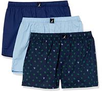 Nautica Lot de 3 Boxers en Coton tissé Caleon Boxeur, Bleu Profonds/Ciel côtier/imprimé Tortue Pop, XL Homme