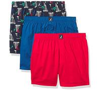 Nautica Cotton Woven 3 Pack Boxer, Windsurf Blue Red/Sail Blue Print, L pour Hommes