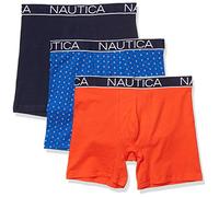 Nautica Lot de 3 Boxers pour Homme, Imprimé Caban/Coquelicot Orange/Ancre Cobalt, M