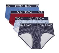 Nautica Men's 4 Pack Classic Cotton Stretch Briefs, DELF Biking Red/Anchor-Coastal Sky/Peacoat/Dot Print