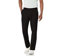 Nautica Men's Classic Fit Flat Front Stretch Solid Chino Deck Pant, True Black, 30W 30L