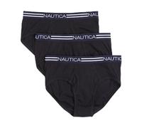 Nautica Men's Comfort Cotton Underwear Fly Front Brief-Multi Pack, 3 Black, M