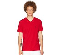 Nautica Men's Standard Short Sleeve Solid Slim Fit V-Neck T-Shirt, Red, X-Small
