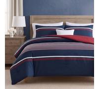 Nautica - Parure de lit King Size réversible en Coton avec taies d'oreiller Assorties, Poids Moyen pour Toutes Les Saisons (Bleu Marine Mineola, très Grand lit)