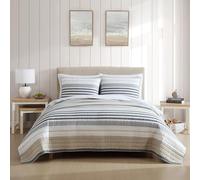 Nautica - Parure de lit réversible en Coton avec taies d'oreiller Assorties, décoration d'intérieur Moderne pour Toutes Les Saisons (Beige Dover, très Grand lit)