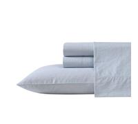 Nautica Parure pour lit King Size en Percale de Coton, Tissu Net et Frais, léger et Respirant (Rayures Fines, Bleu)