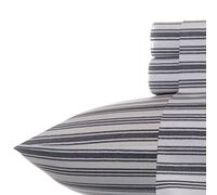Nautica Parure pour lit Simple en Percale de Coton avec taie d'oreiller Assortie, Tissu Net et Frais, entièrement élastique, idéale pour Chambre étudiante (Rayures Coleridge, Gris Anthracite)