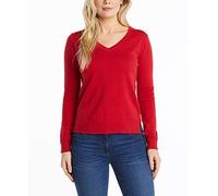 Nautica Pull sans Effort J-Class à Manches Longues 100% Coton col en V Sweater, Rouge, L Femme