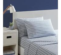 Nautica - Queen Sheets, Cotton Percale Preppy Bedding Set, Crisp & Cool, Lightweight & Breathable (Coleridge Stripe Blue, Queen)