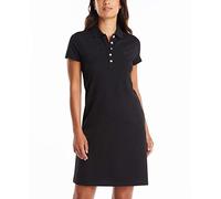 Nautica Robe Polo Classique à Manches Courtes en Coton Extensible décontractée, Noir véritable, XL Femme