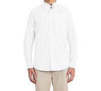 Nautica Chemise Oxford boutonnée à Manches Longues pour Uniforme Scolaire Bas, Blanc, XL Homme